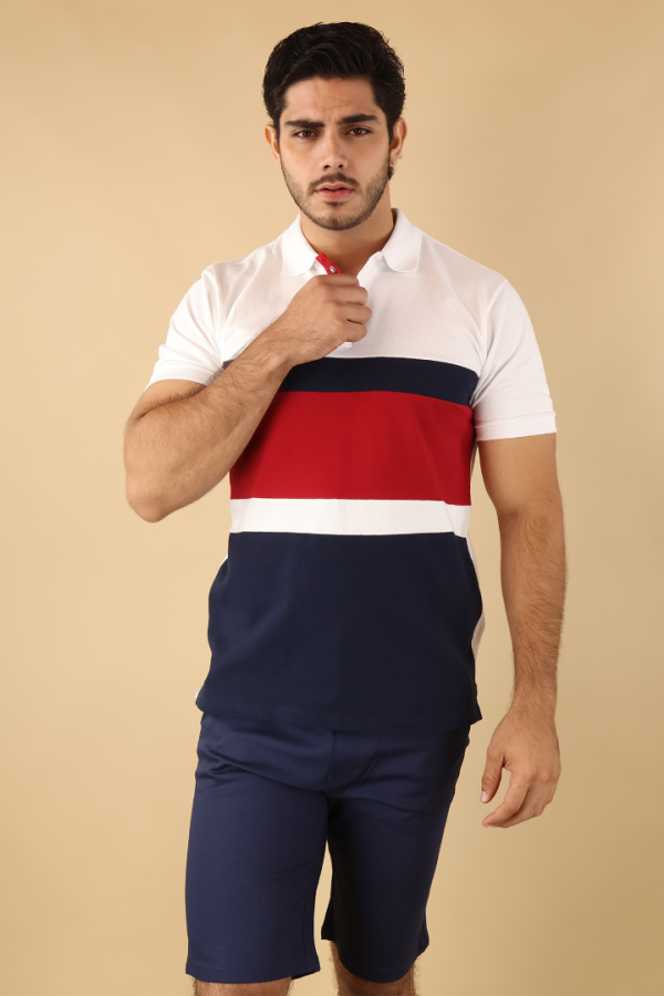 Playera Polo Casual Para Hombre Ajustada Tipo Muscle Fit Con Combinación
